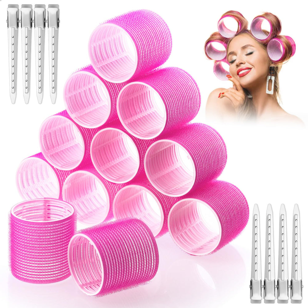 Acejoz jumbo 60mm rose-red hair roller for voluminous waves.