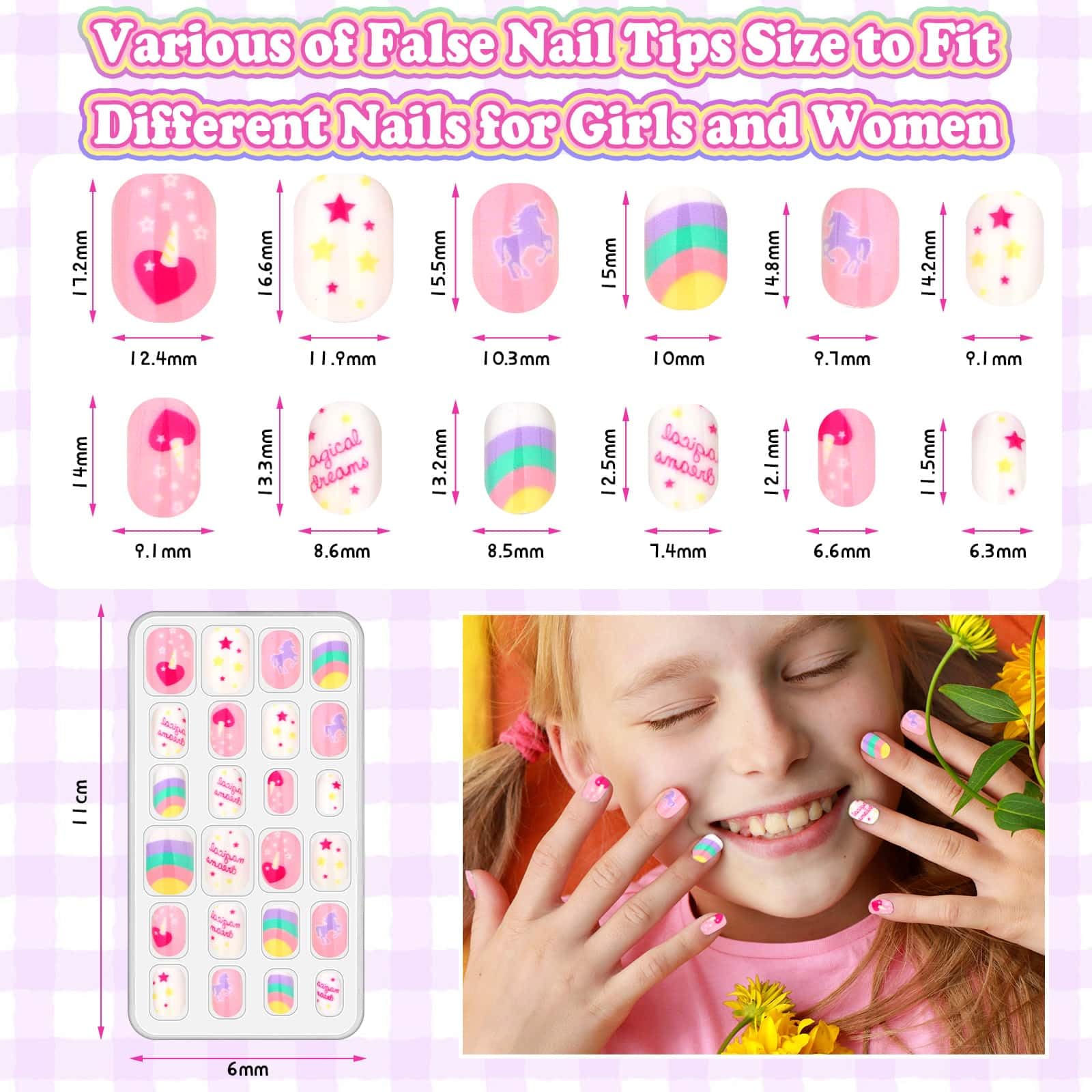Acejoz diseños dulces como flores y unicornios para uñas coloridas y tiernas