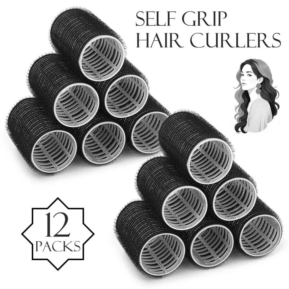 Acejoz hair curlers in black with clips offering secure hold during daily styling.