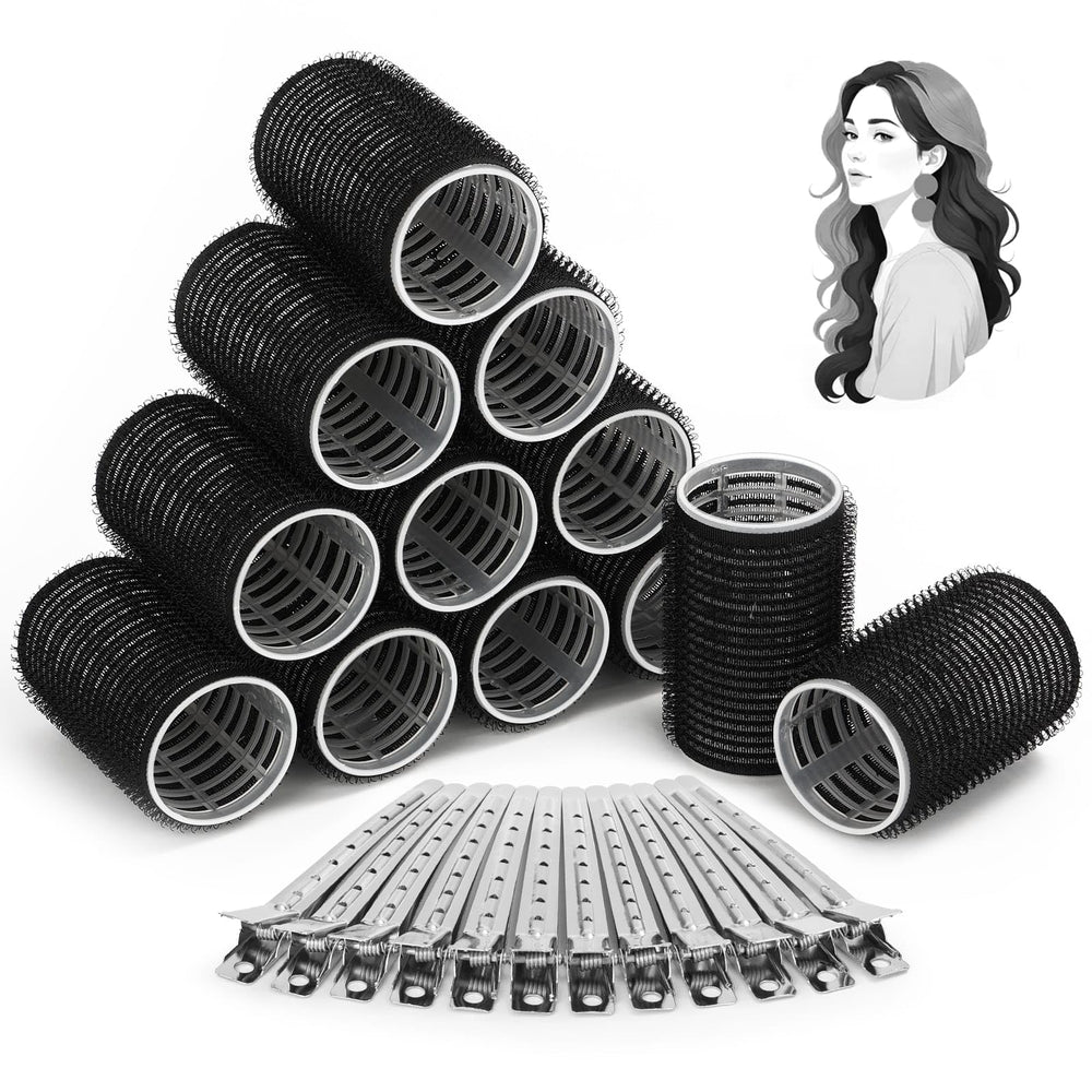 Acejoz hair curlers rollers in rose red with clips for quick salon-style curls at home.