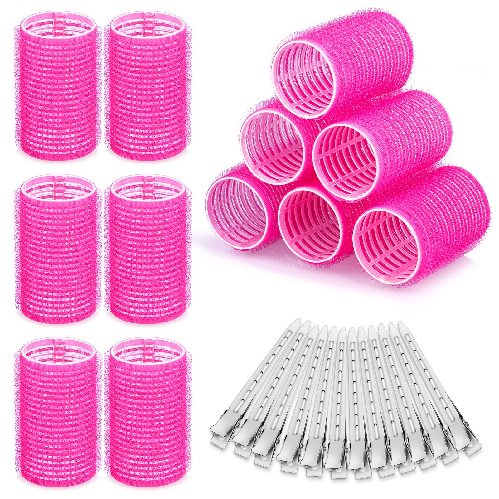 Acejoz hair curlers rollers set in rose red for quick at-home curls.