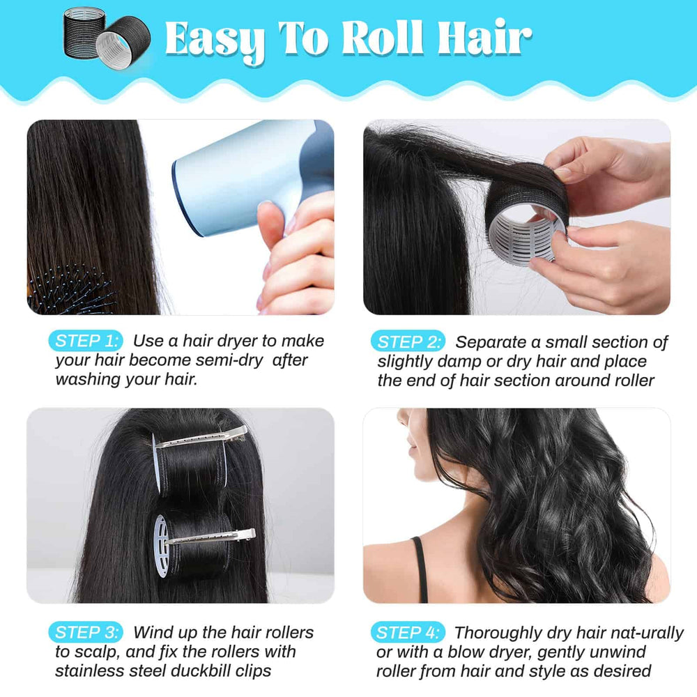 Acejoz jumbo hair roller closeup in black highlights size and texture.