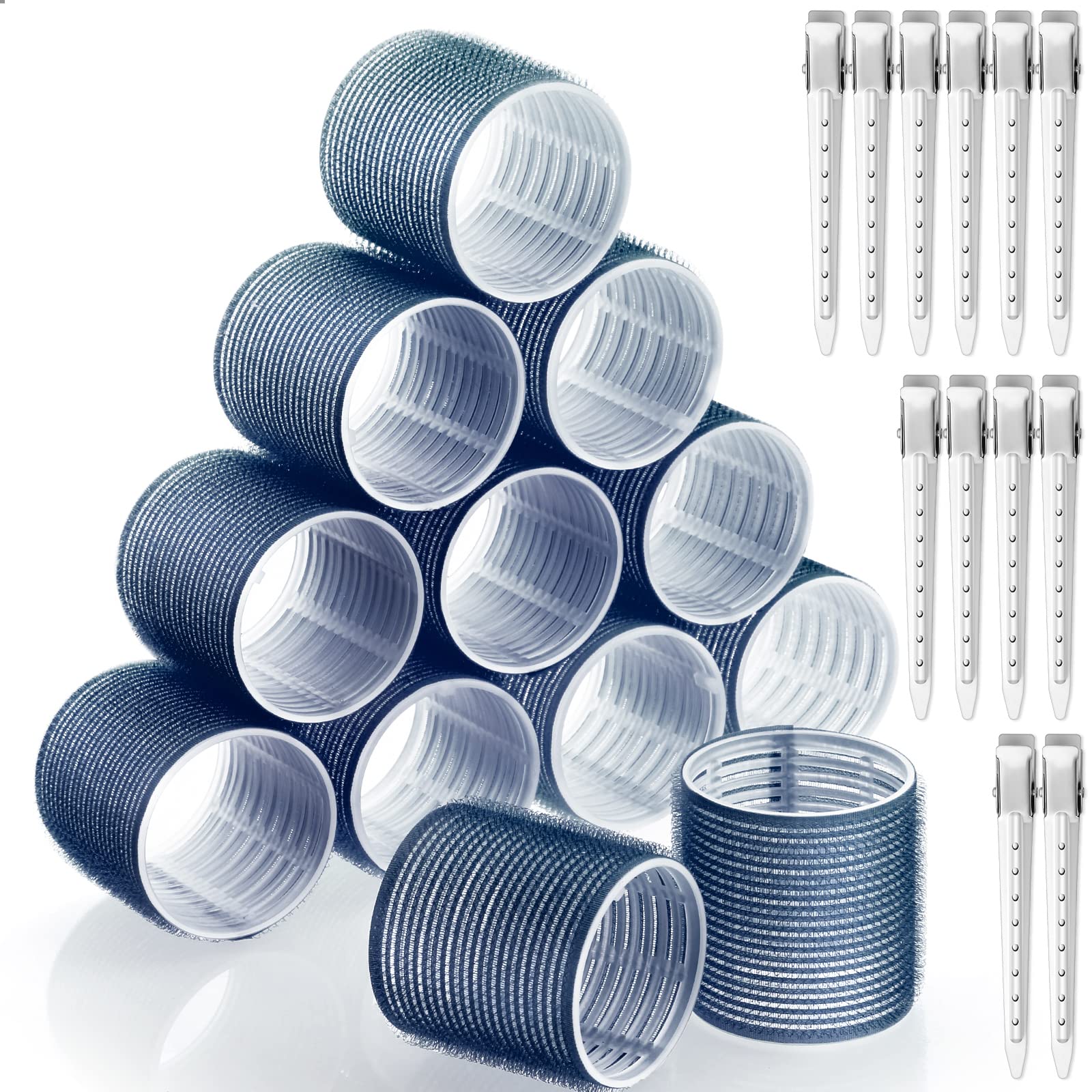 Acejoz jumbo hair rollers with clips for secure long-hair volume
