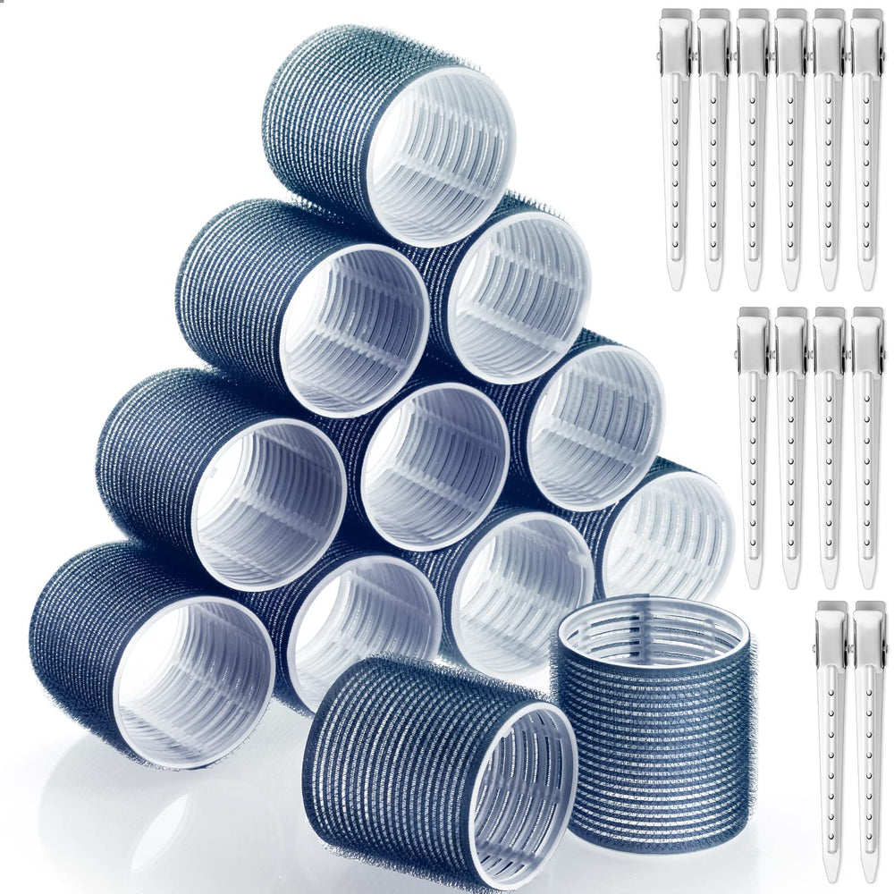 Acejoz jumbo hair rollers with clips for secure long-hair volume