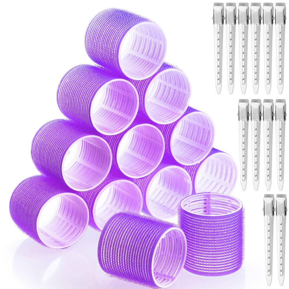Acejoz jumbo hair rollers purple set for long hair volume