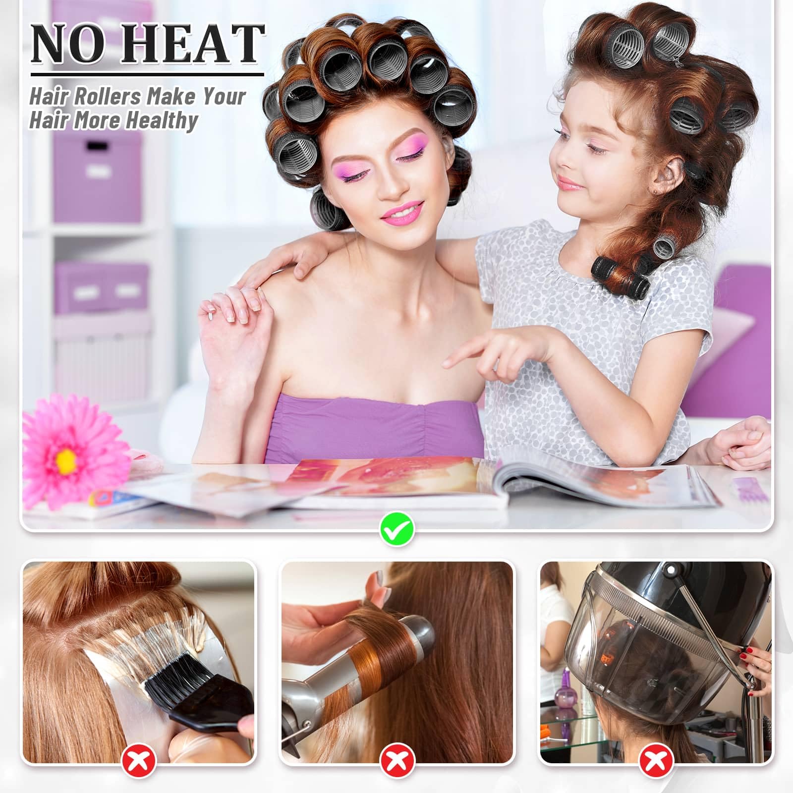 Acejoz self-grip rollers suit long, thick hair for added volume