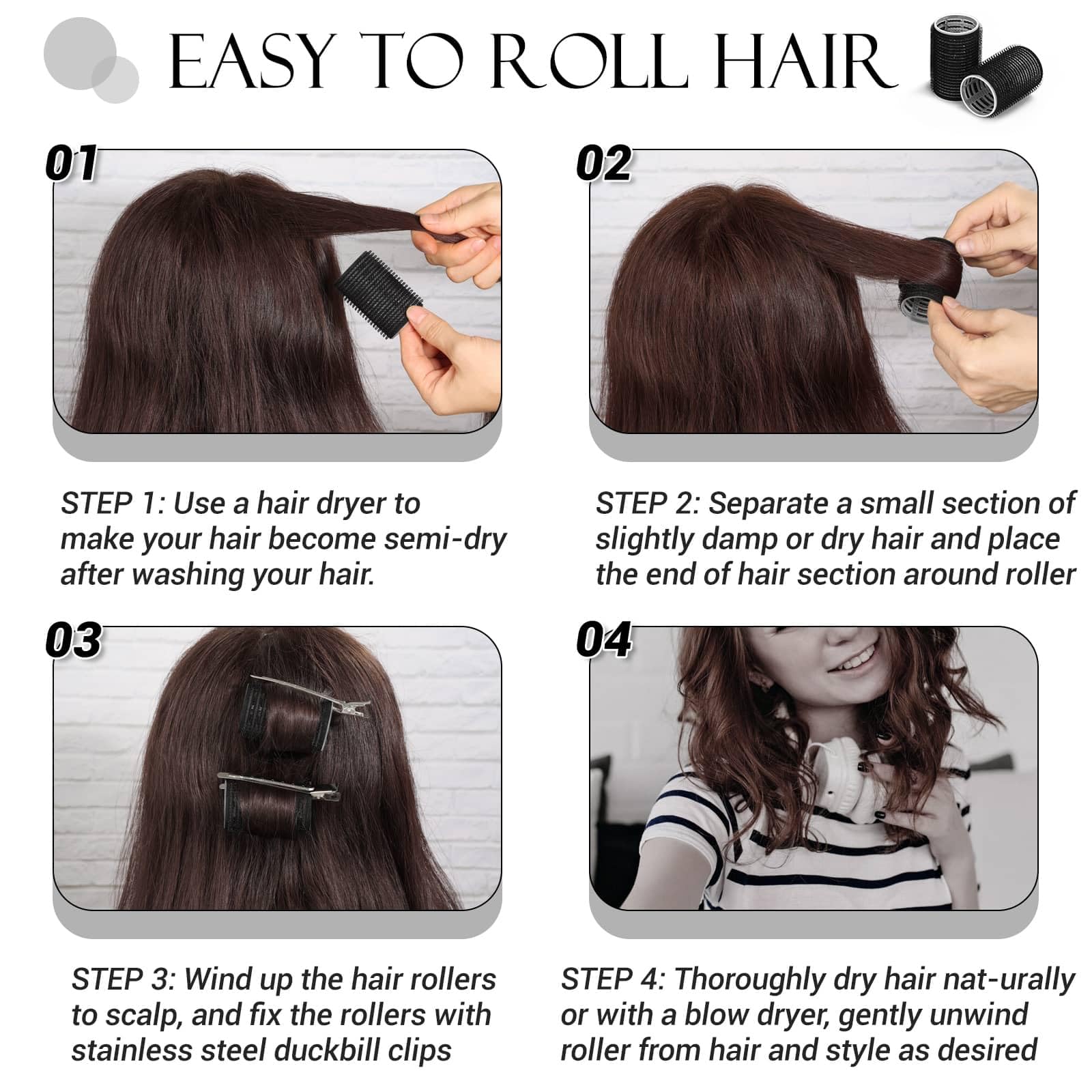 Acejoz stainless steel hair clips included for secure, reusable hold.
