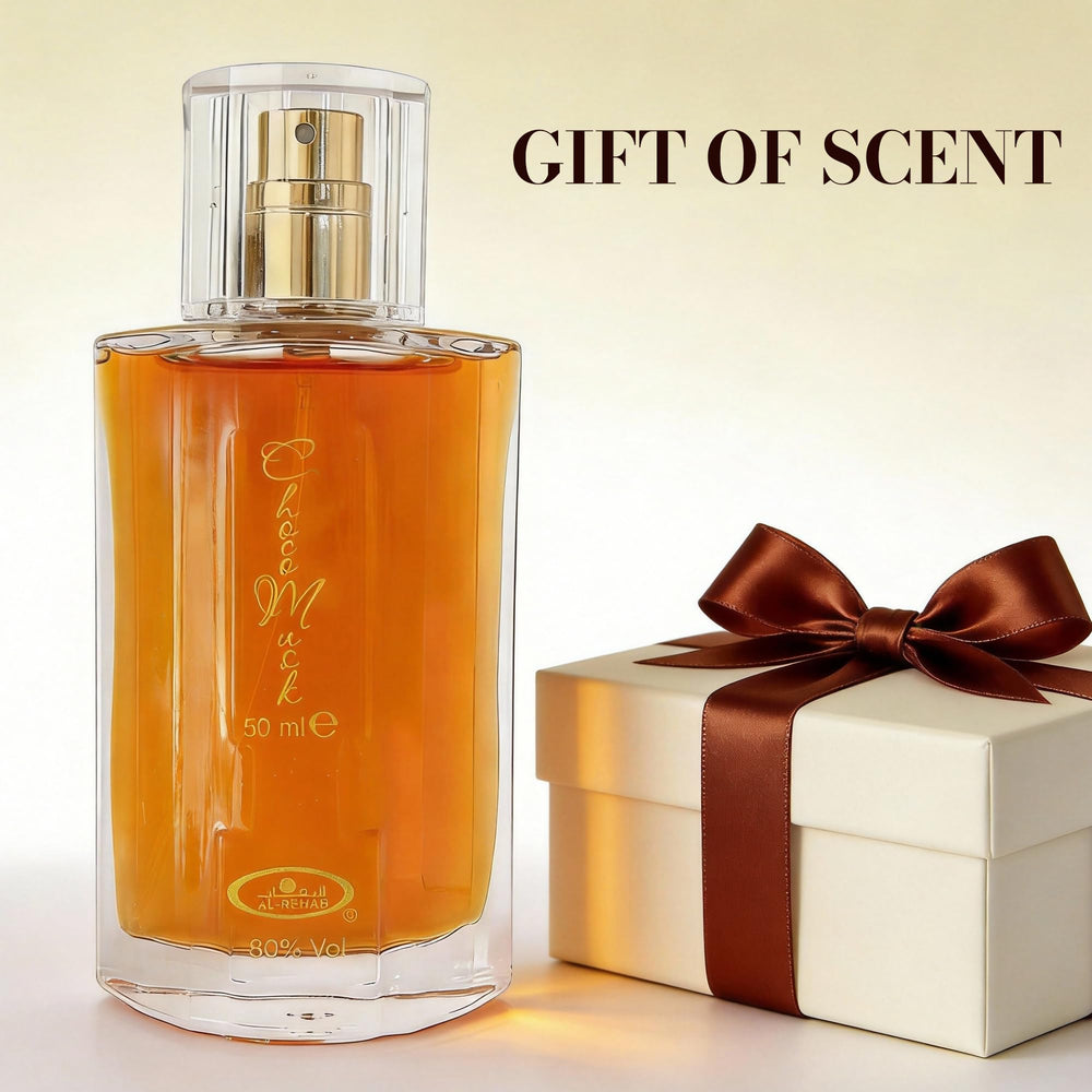 A CENTER Choco Musk ingredients closeup with musk and amber notes for a rich aura.