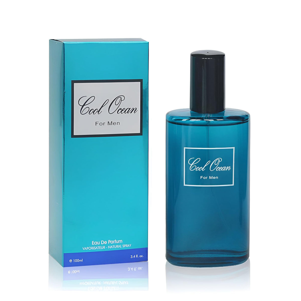 A CENTER Cool Ocean bottle front, ideal for daily wear.