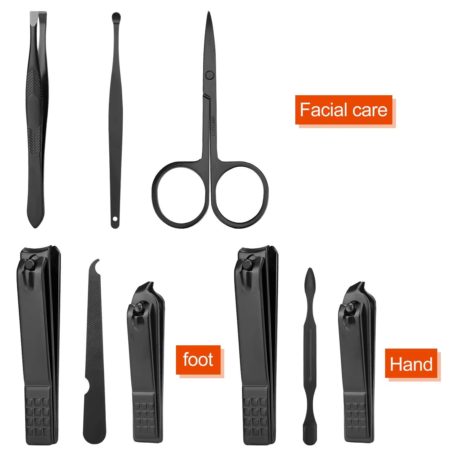 Aceoce tools array shows stainless steel blades for precise nail care.
