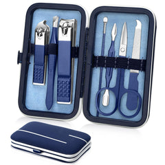 Aceoce manicure travel set case open showing organized tools for on-the-go grooming