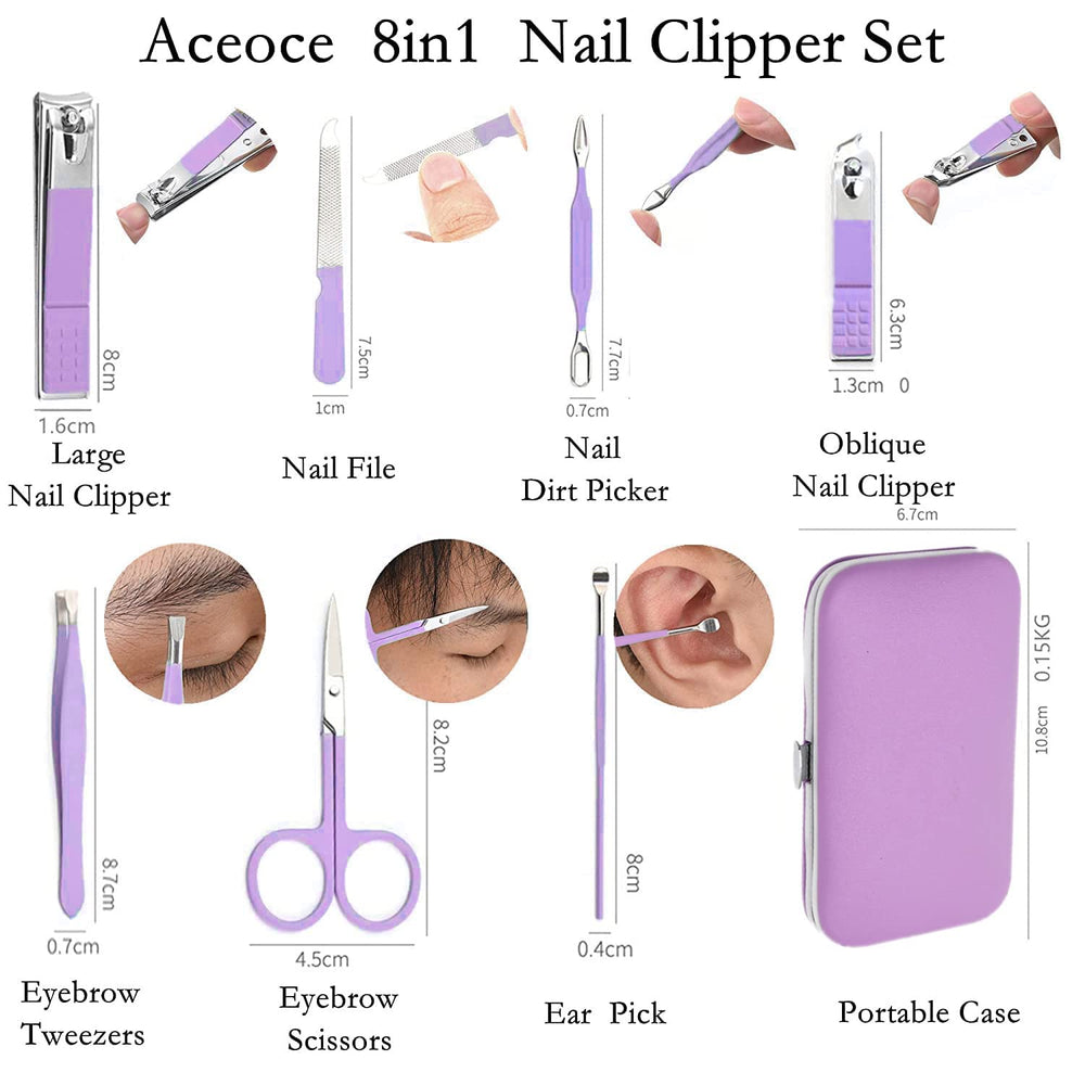 Aceoce nail clippers in surgical steel with curved edge for precise trimming.