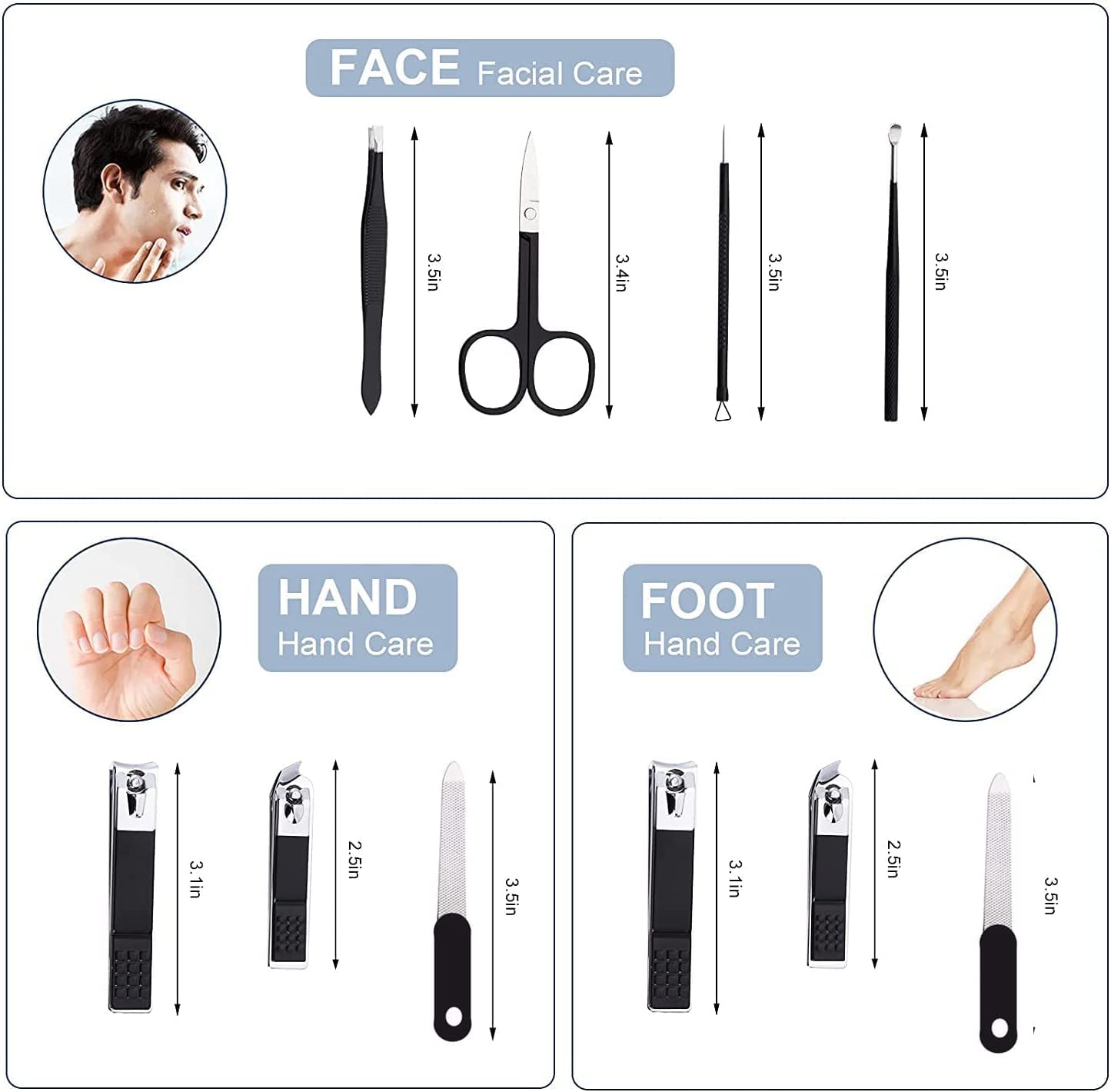 Aceoce pedicure tools flatlay demonstrates complete set for nails and feet.