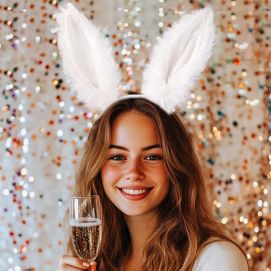 Accesorio capilar Aceorna, orejas de conejo blancas para un toque adorable