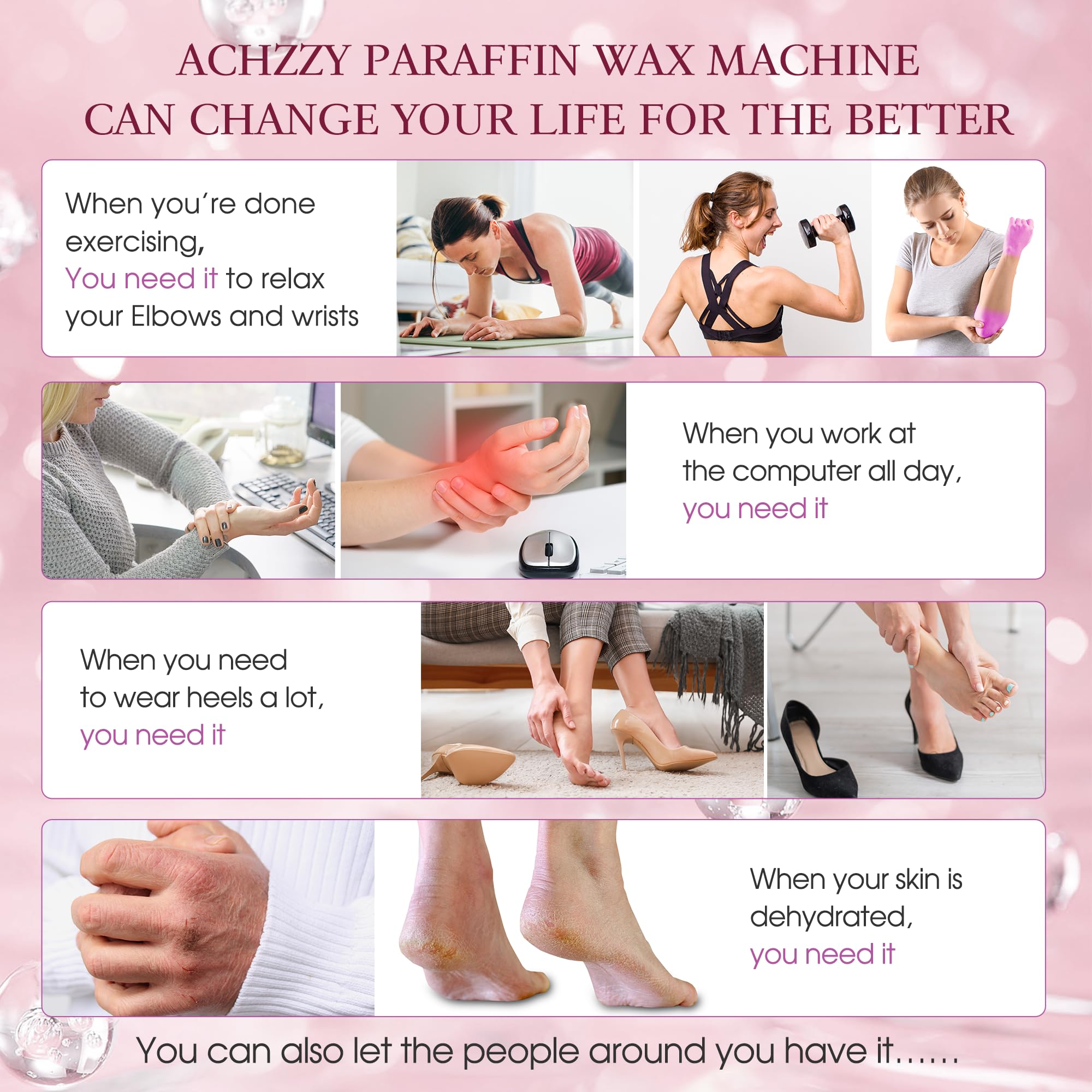 Achzzy hands and feet dip with paraffin wax for smooth skin.