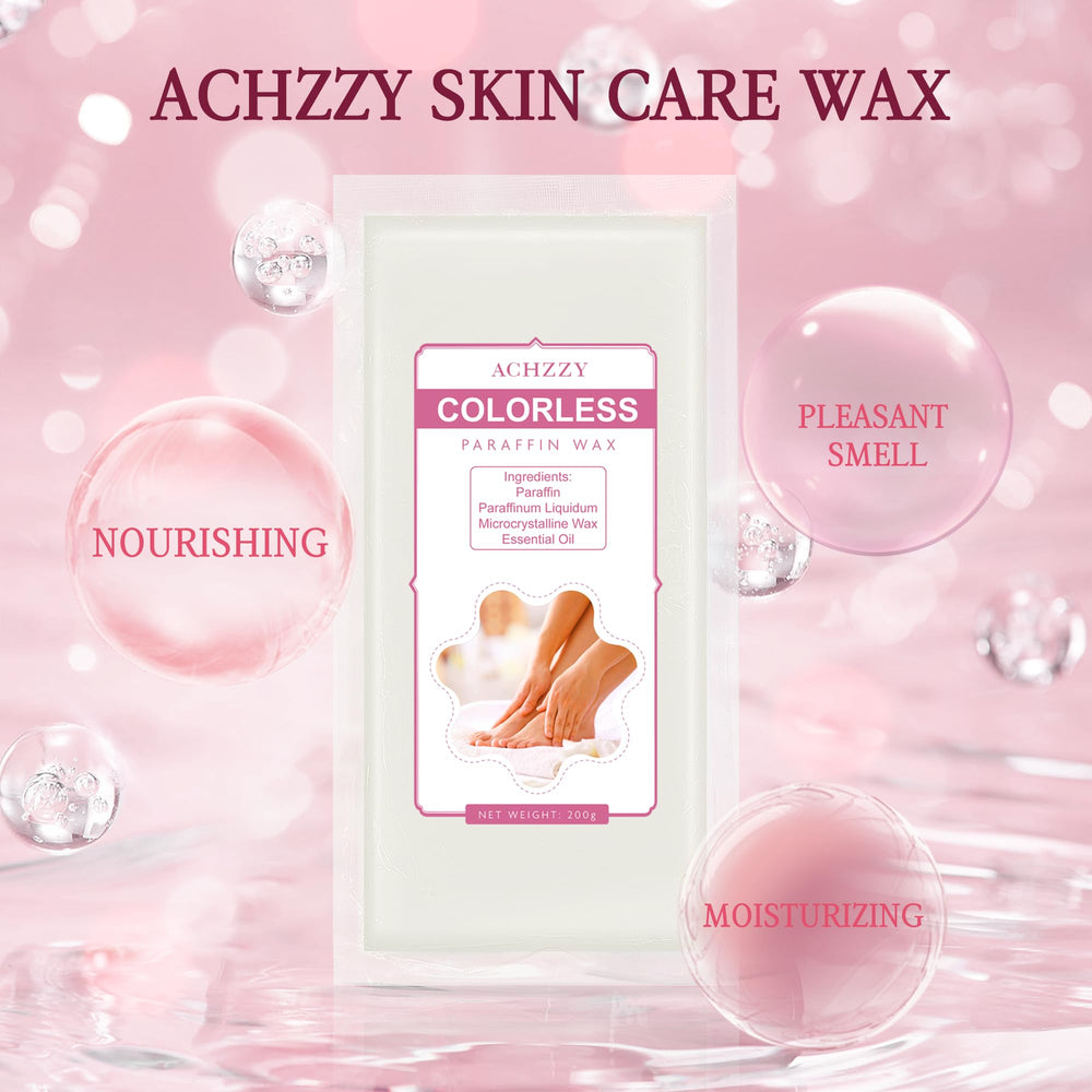Achzzy six-pack paraffin wax blocks ready to melt for spa-like care.