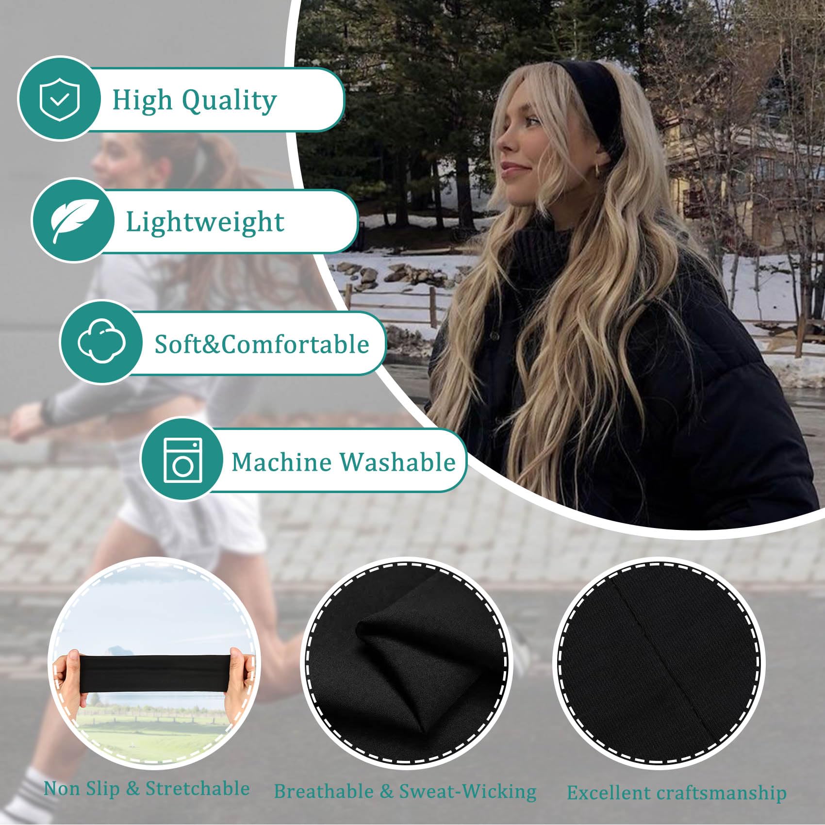 Aclovcy sports headband designed for yoga and running to keep hair in place.