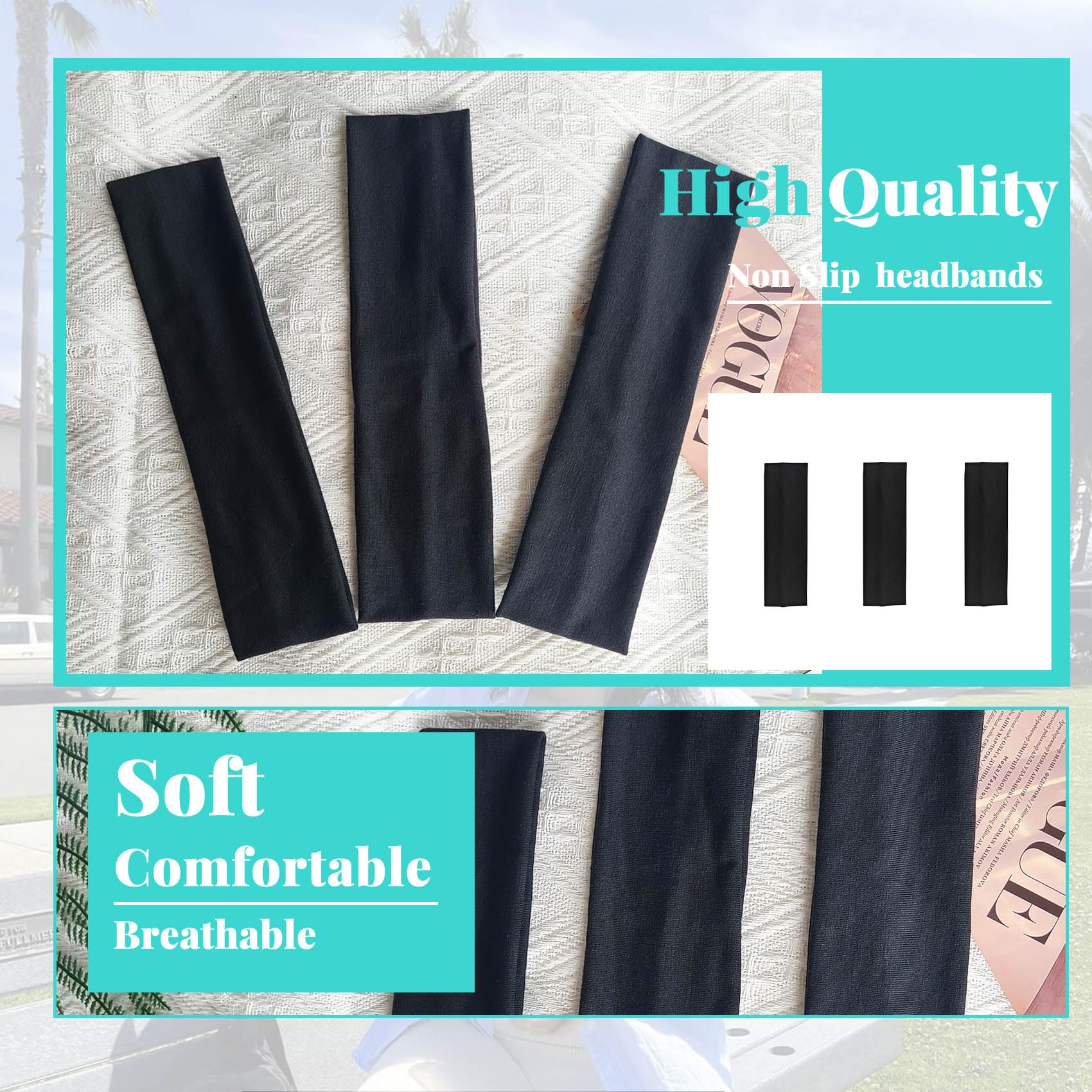 Aclovcy three-pack elastic headbands for versatile replacements.