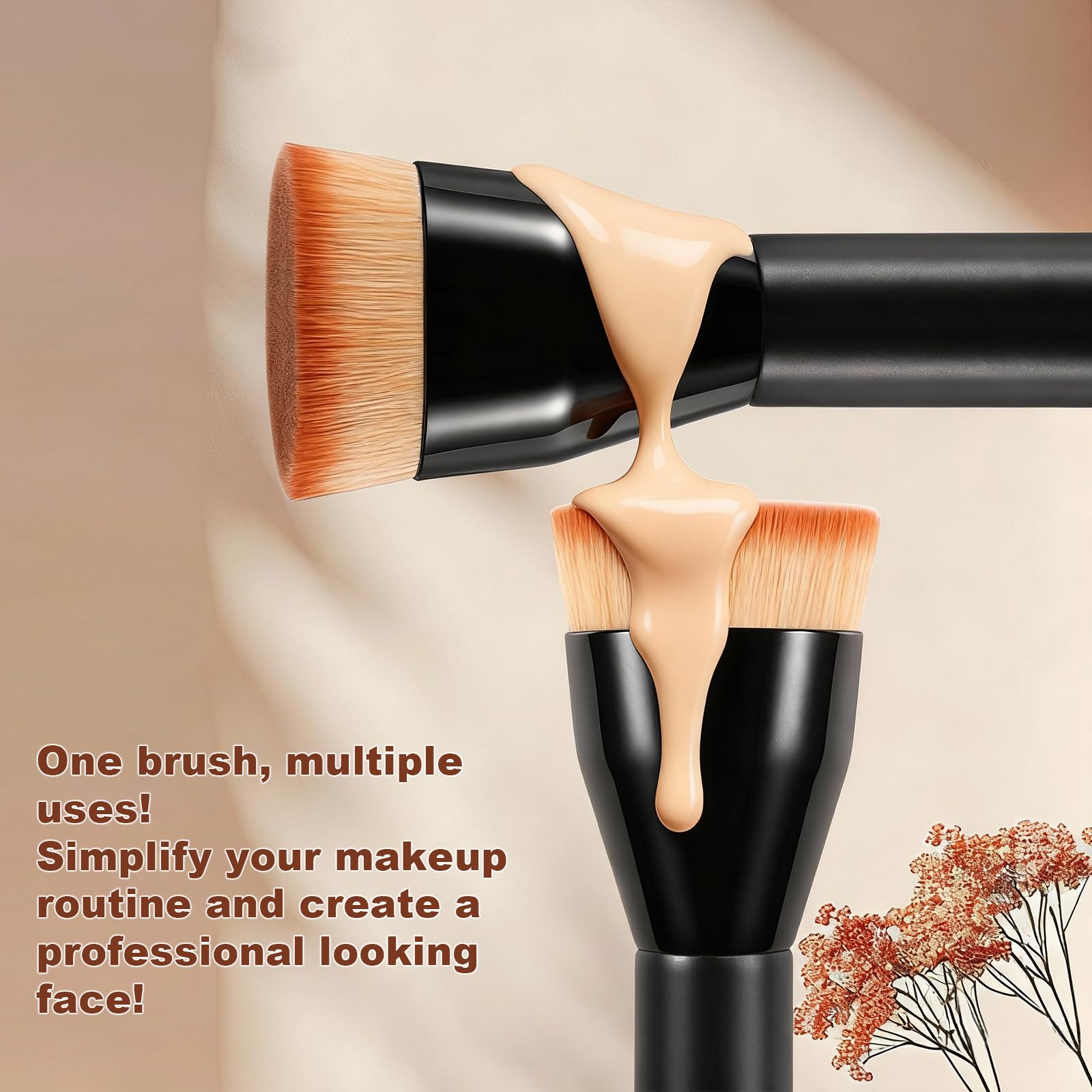 ACMEBEAUTY versatile brush supports powder, cream, and liquid formulas.