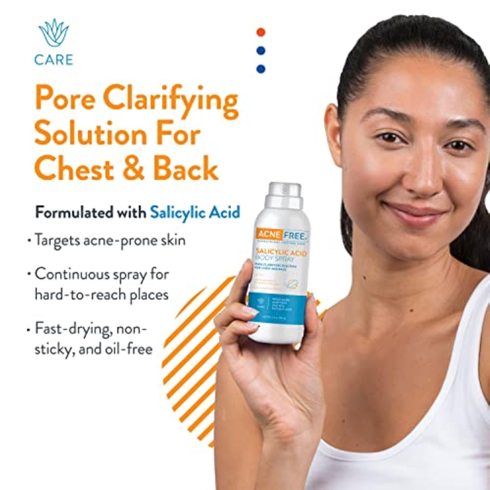 AcneFree Spray Cuerpo: ayuda a perfilar poros y suavizar la textura de la piel.