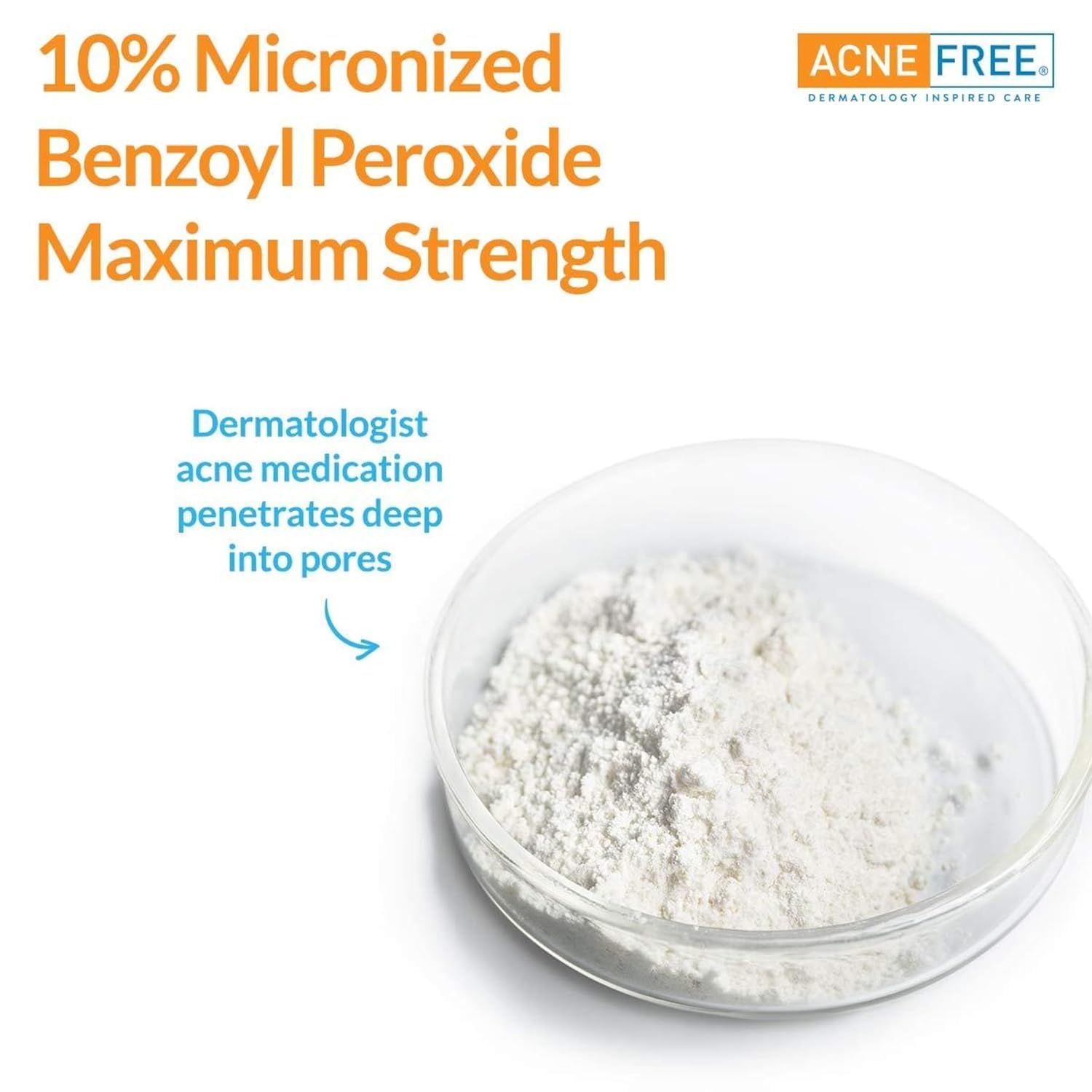 AcneFree Terminator 10 ginger and chamomile graphic suggests soothing redness and irritation.