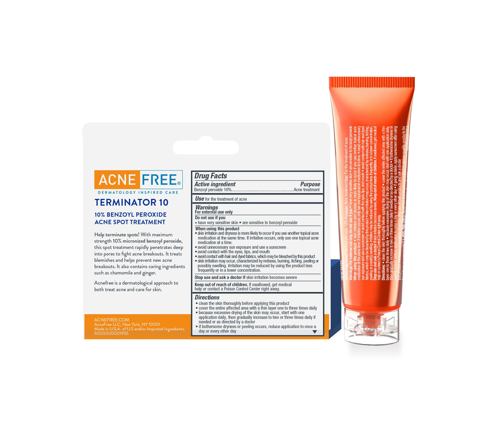 AcneFree Terminator 10 compact 1 oz bottle is travel-friendly for on-the-go care.