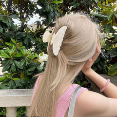 ACO-UINT pinza-pelo acrílica grande blanca con motivo recortado para look versátil