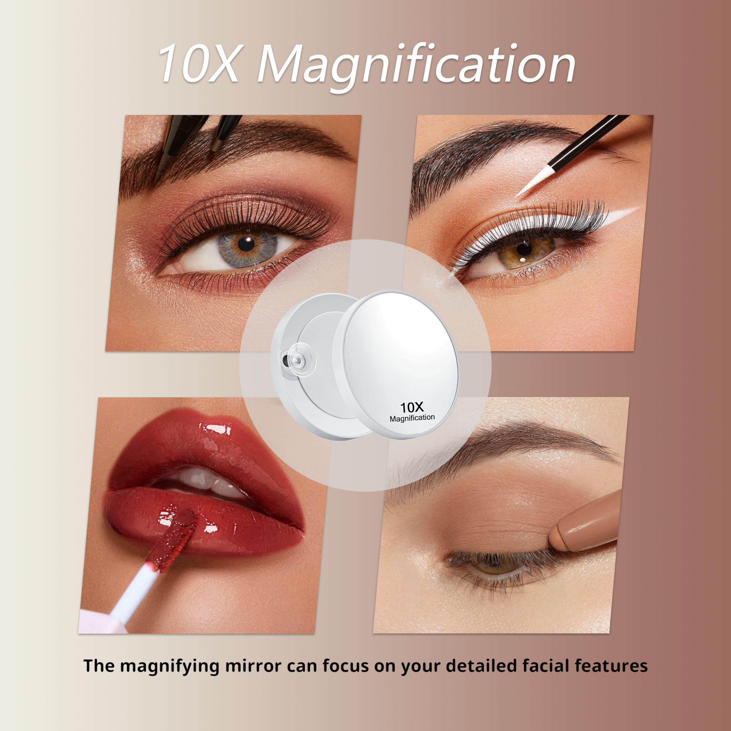 Acoolda mirror detachable 10x magnifier aids precise liner and lash work