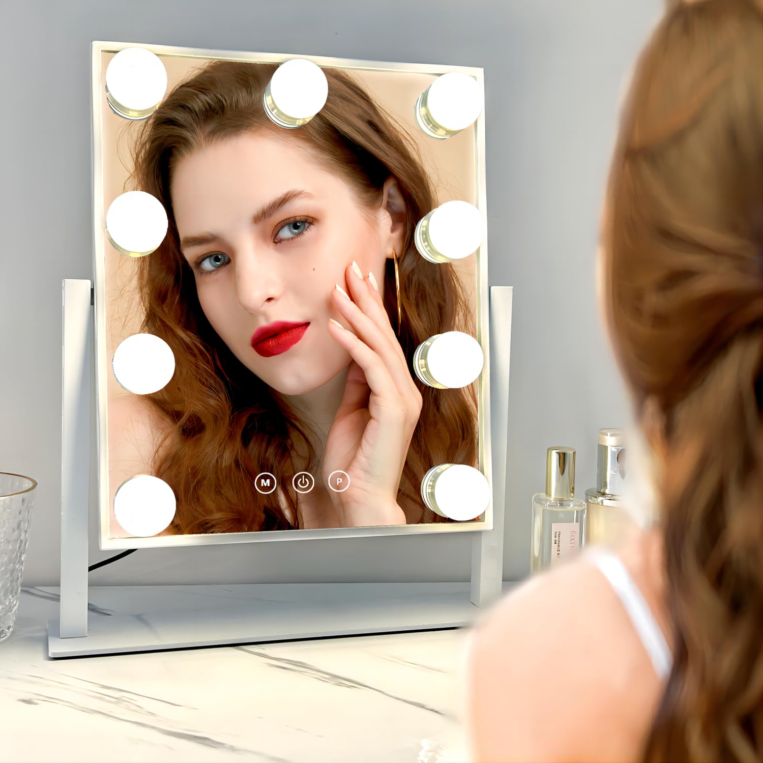 Acoolda vanity mirror white frame fits any desk or dresser