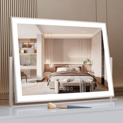 Acoolda vanity mirror with lights assembled on desk for a clear makeup view