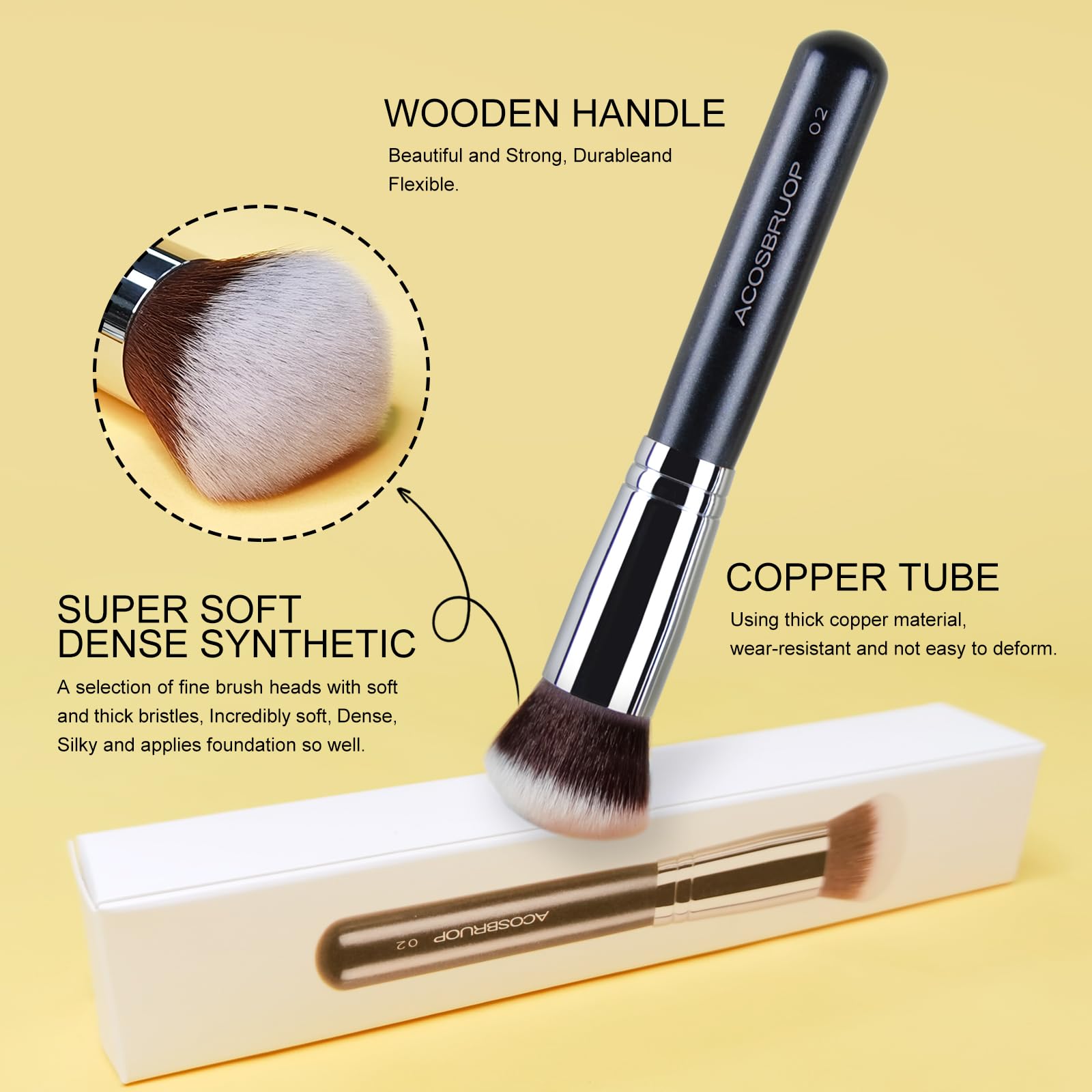 ACOSBRUOP no-shedding design keeps bristles intact during daily makeup
