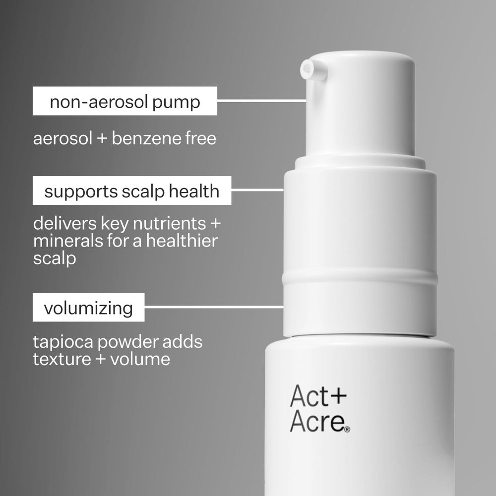 ACT+ ACRE applying dry shampoo to roots for lightweight lift