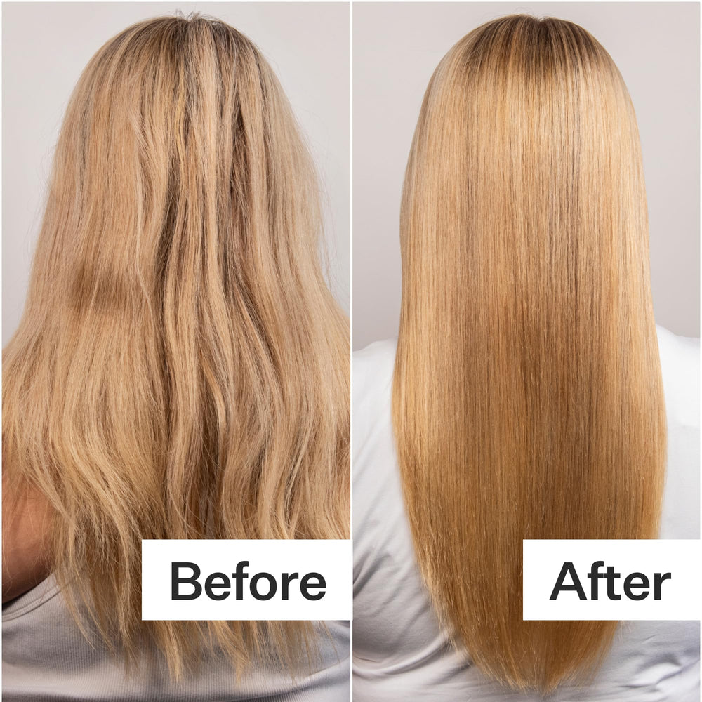 Application shot showing mask spread through damp hair for softness.
