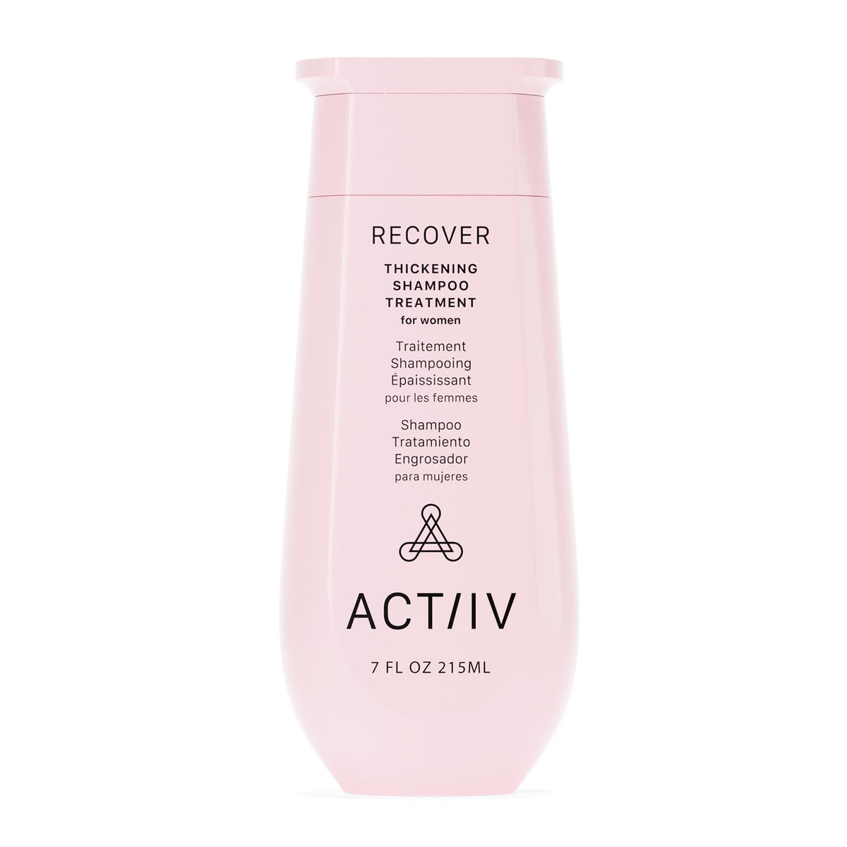 ACTIIV Recover thickening shampoo bottle showcases plant-based formula for fuller-looking hair.