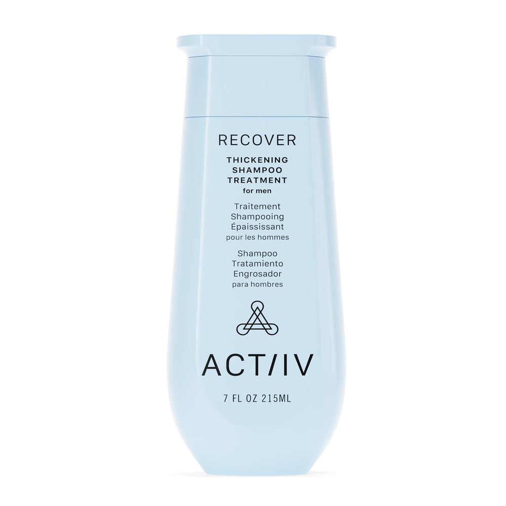 ACTIIV Recover Thickening Shampoo bottle showing plant-based formula for fuller-looking hair