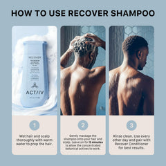 ACTIIV Recover Thickening Shampoo hair closeup showcases thicker-looking strands