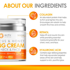 ACTIVSCIENCE Hibisco y Miel crema firmeza rostro, ayuda a mantener elasticidad y suavidad.