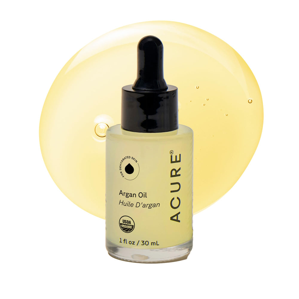 Acure Aceite de Argán: botella vertida para hidratación suave de la piel.