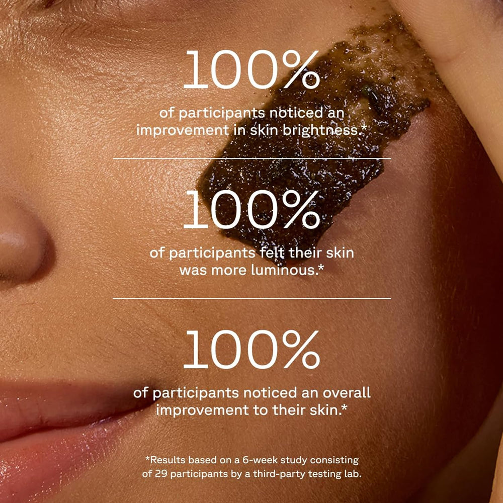 Acure Brightening Facial Scrub con arcilla verde francesa purifica y equilibra la tez.