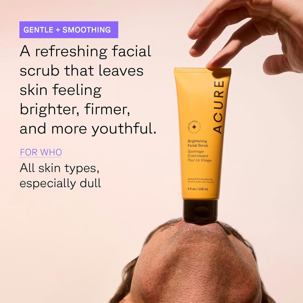Acure Brightening Facial Scrub dispensing action enables controlled exfoliation