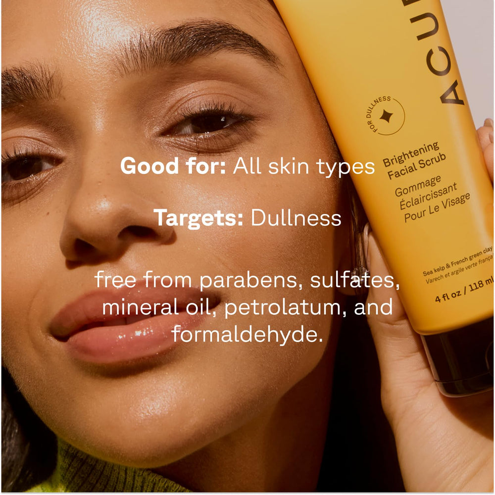Acure Brightening Facial Scrub on hand shows smooth texture and ease of use