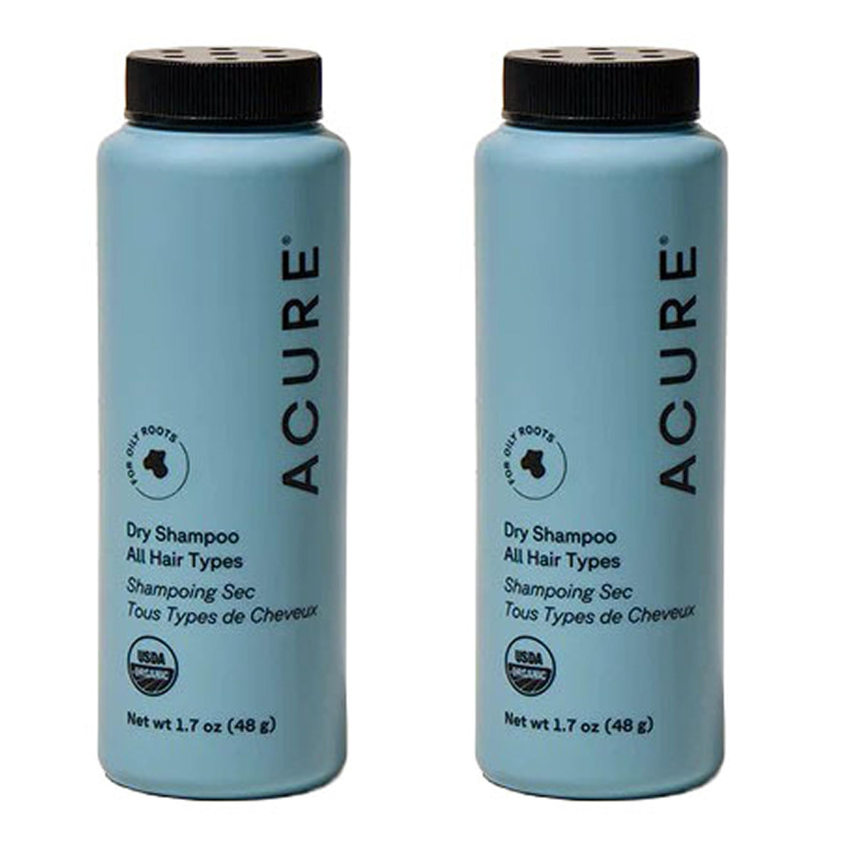 Acure champú en seco en polvo mini para cabello rubio y oscuro, refresca el cuero cabelludo