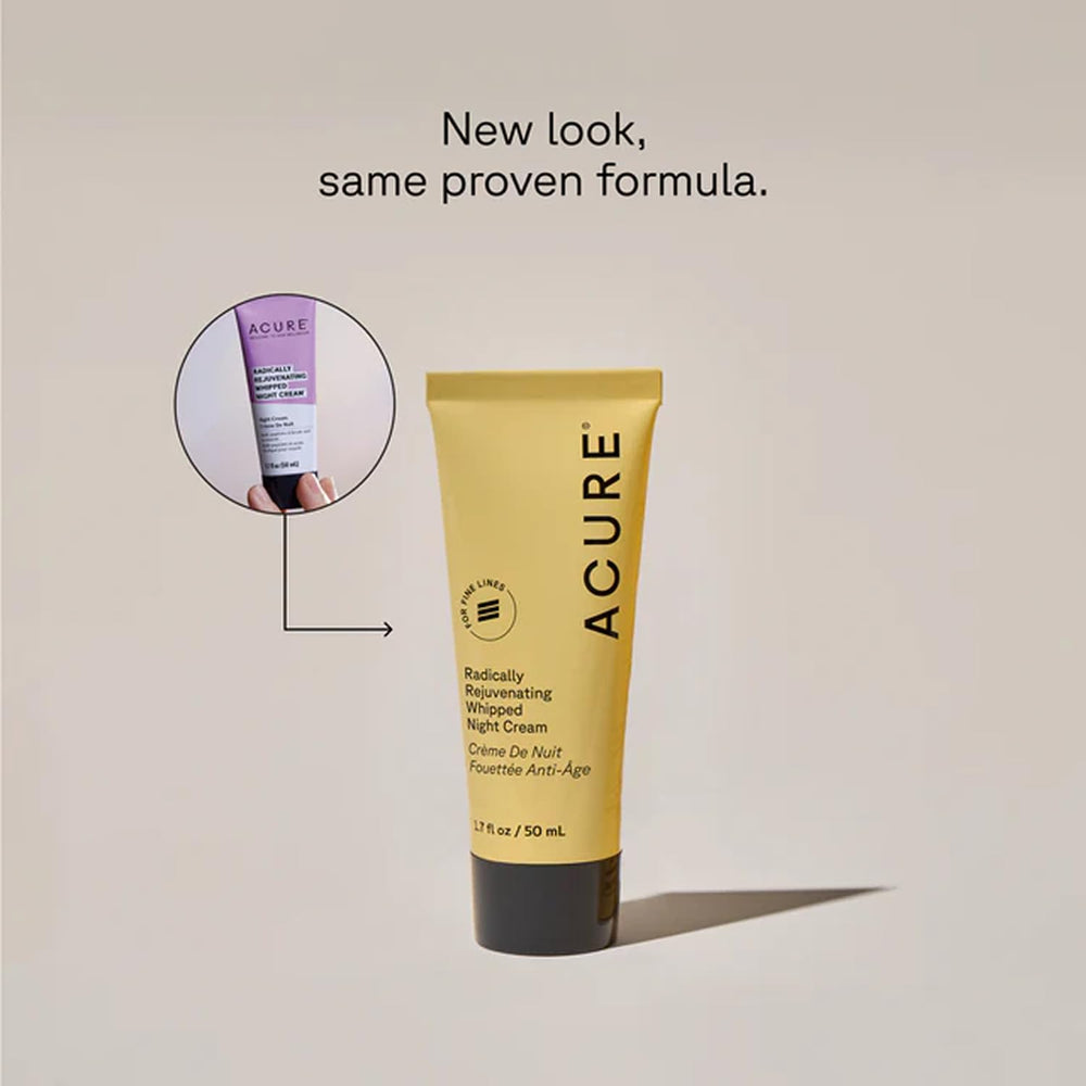 Crema de noche Acure con textura ligera para rostro y cuello