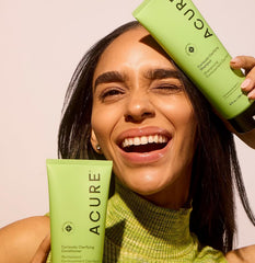 Acure Lemongrass aroma on shampoo bottle invigorates the scalp.