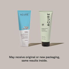Textura cremosa del acondicionador Acure para brillo y cuerpo ligero.