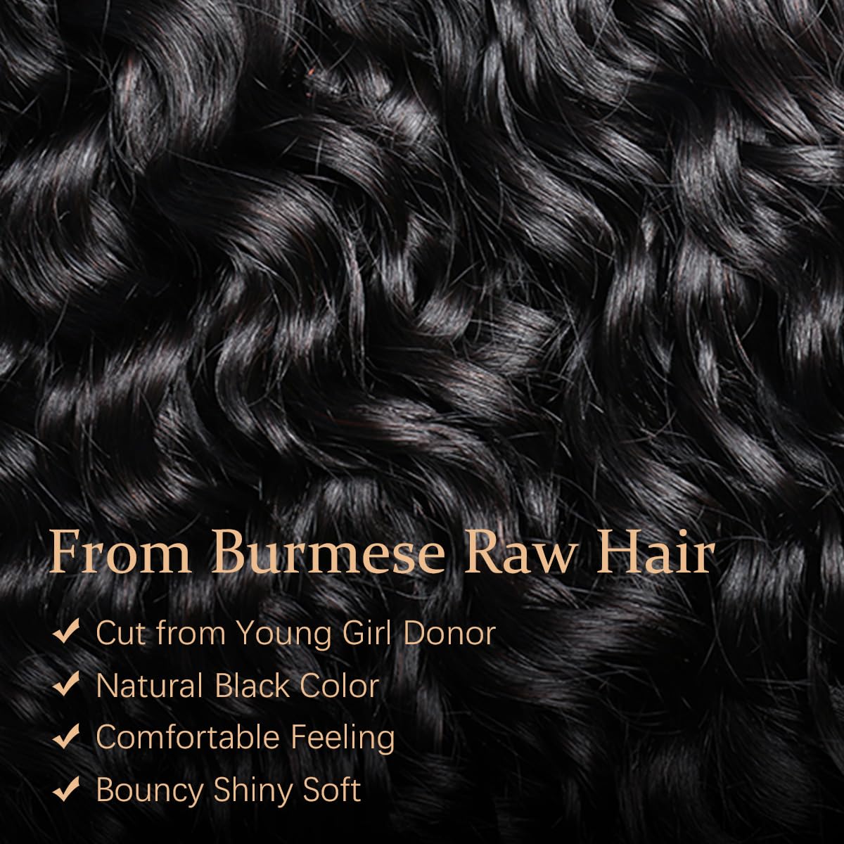 Acusoee Burmese curly bundles 20in natural black blend seamlessly.