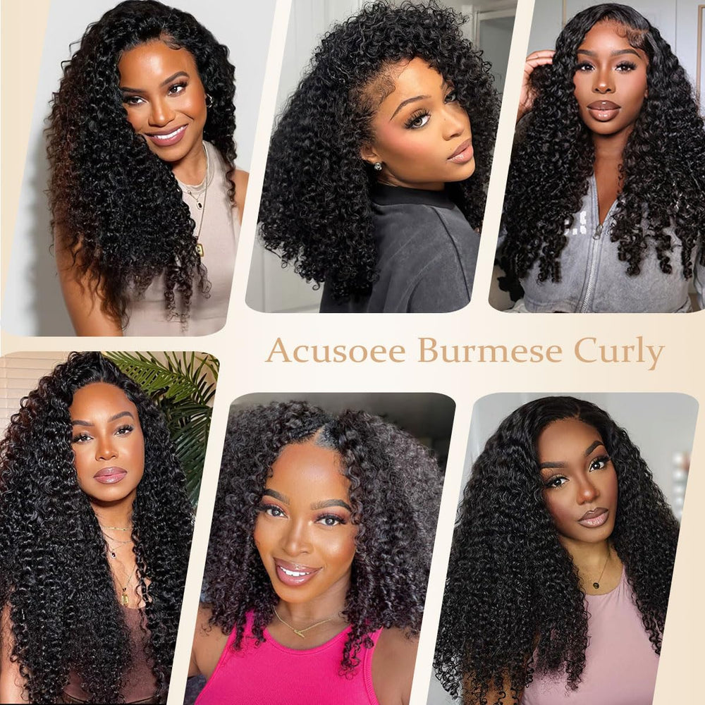 Acusoee Burmese curly bundles 22in natural black cohesive color extension.
