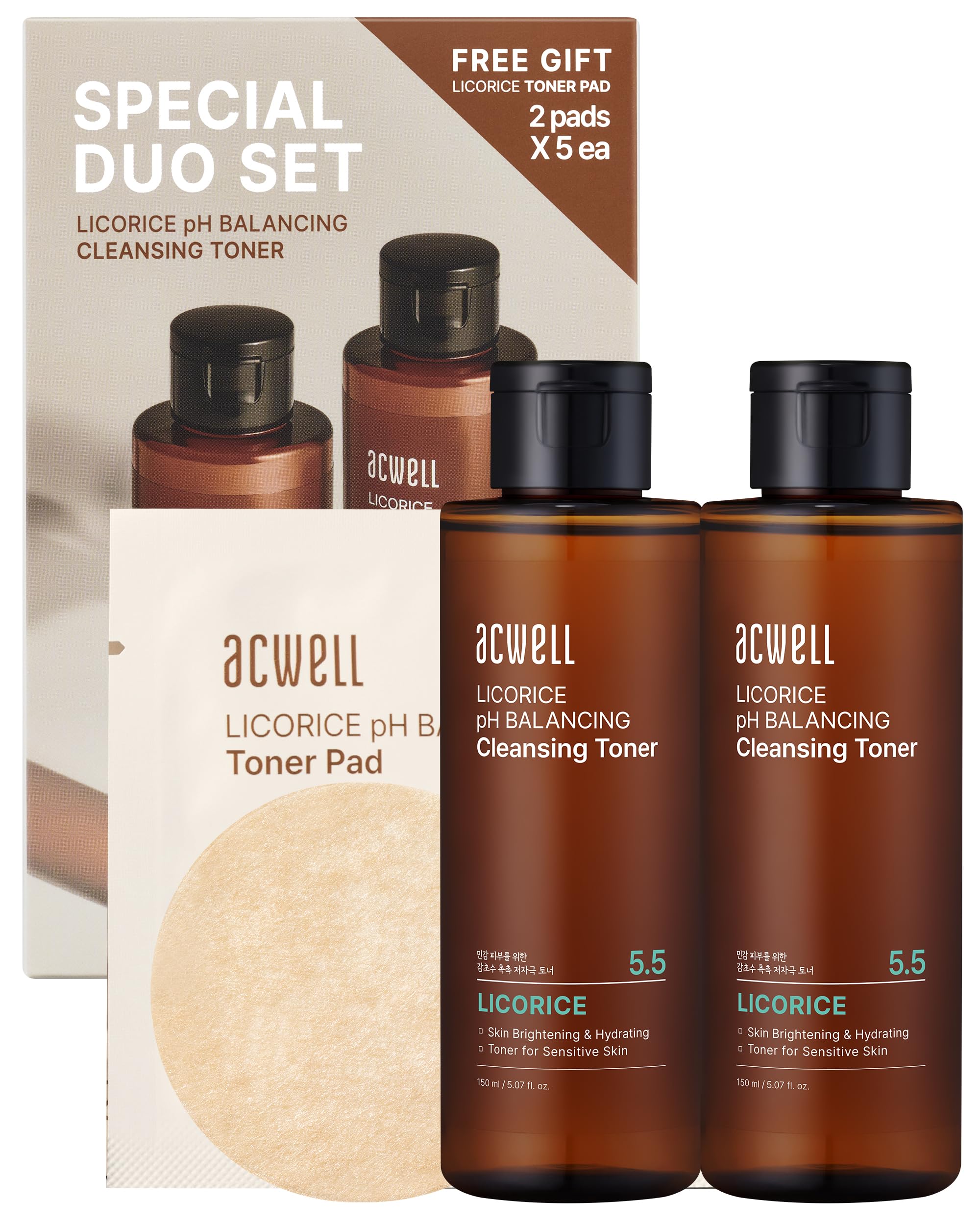ACWELL Licorice Toner bottle pour for gentle, alcohol-free hydration.