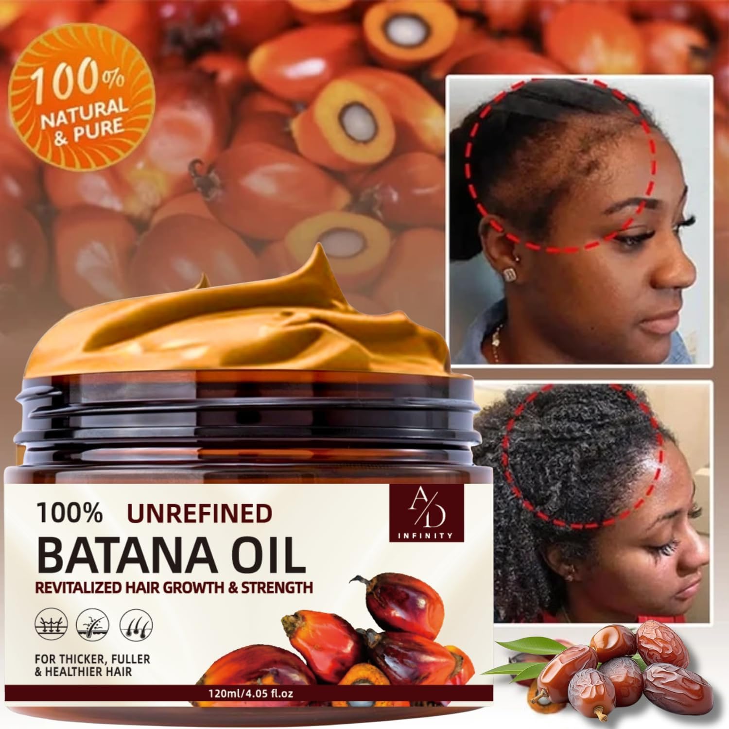 A/D Infinity Batana Oil application demonstrates lightweight hydration for smooth, manageable hair.