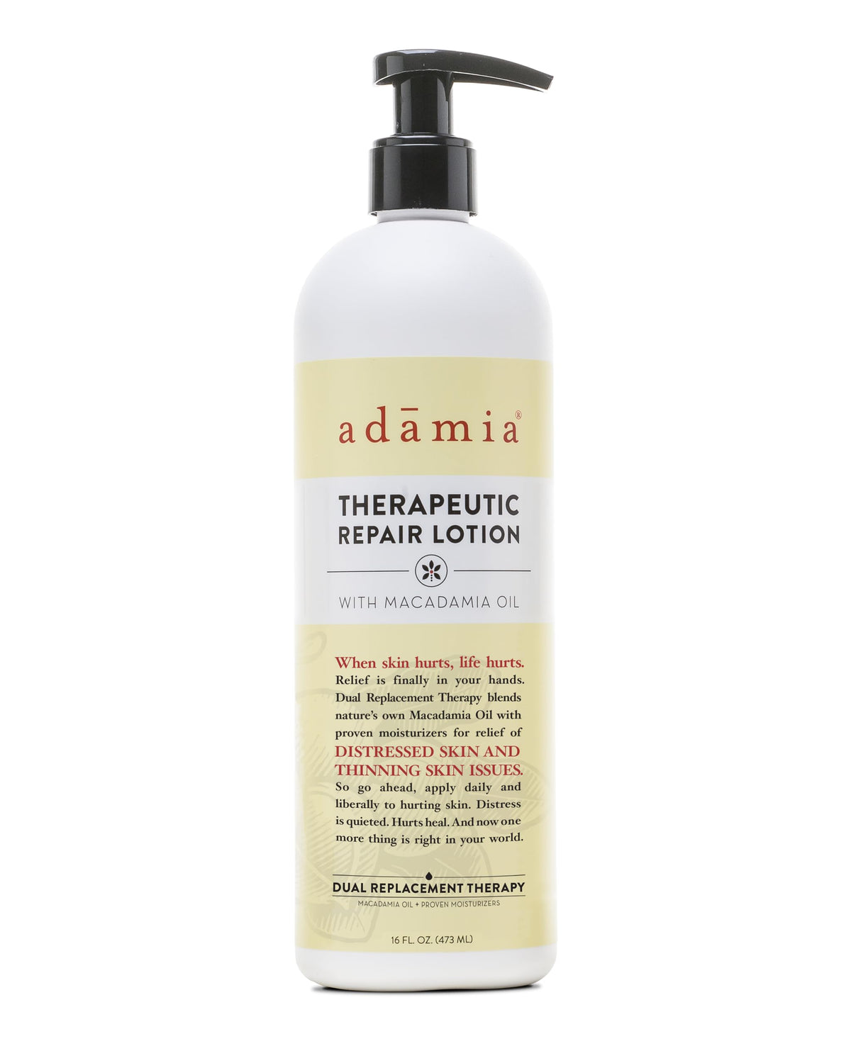 Adamia Therapeutic Repair Lotion bottle demonstrates fast absorption and non-greasy hydration